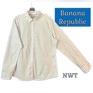 NWT Banana Republic Cotton Long Sleeve Button Down Dot Shirt